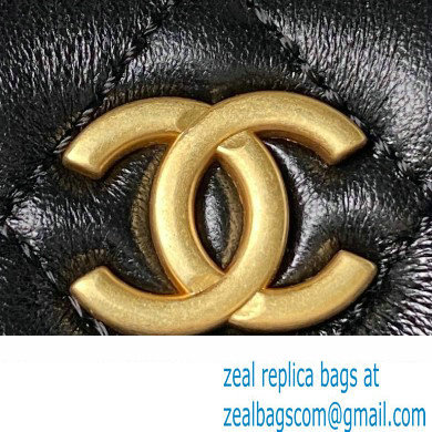 Chanel Shiny Crumpled Lambskin & Gold-Tone Metal Large Hobo Bag AS4287 Black 2023
